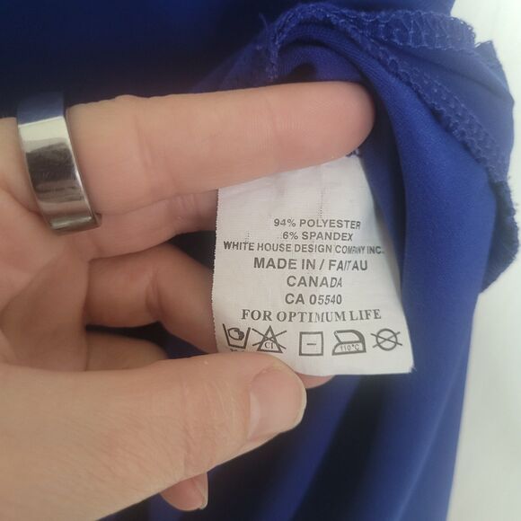 Simpli Made in Canada 3/4 Sleeve Stretch Top Women's Size 6 Royal Blue Basic - Picture 7 of 11